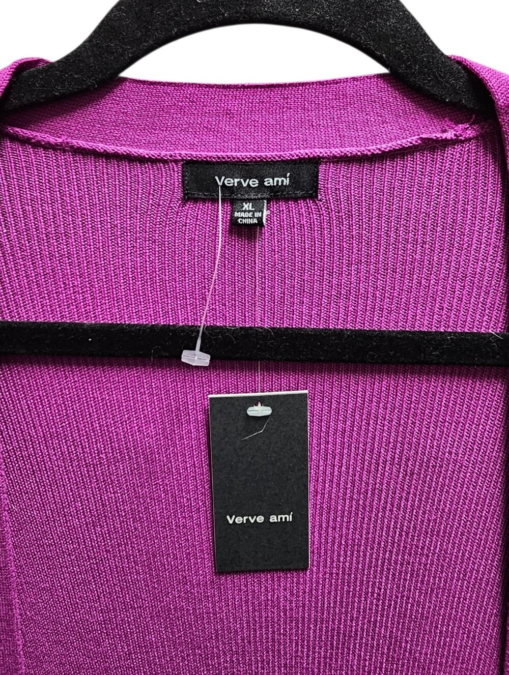 Verve Ami Boysenberry Ribbed Open Front Long Cardigan Sweater XL NWT Rayon - Picture 2 of 8